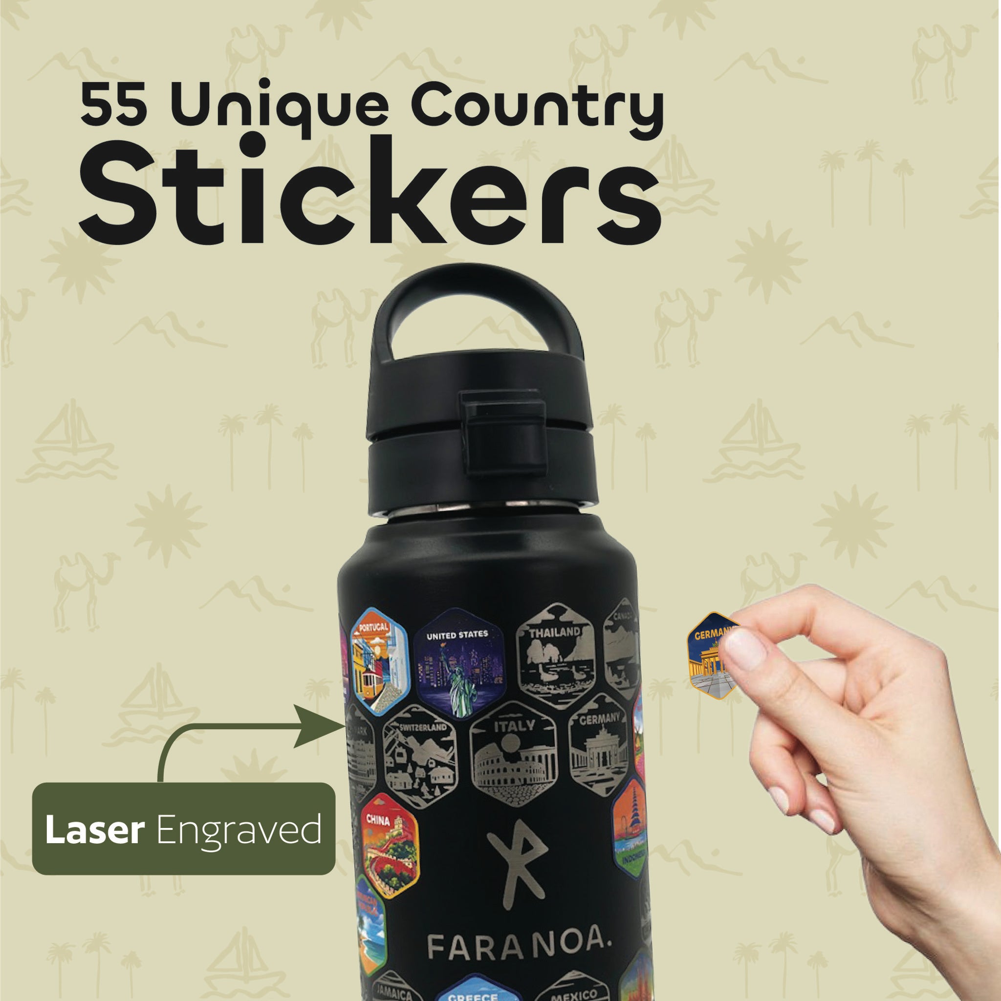 Black Travel Bottle with Stickers