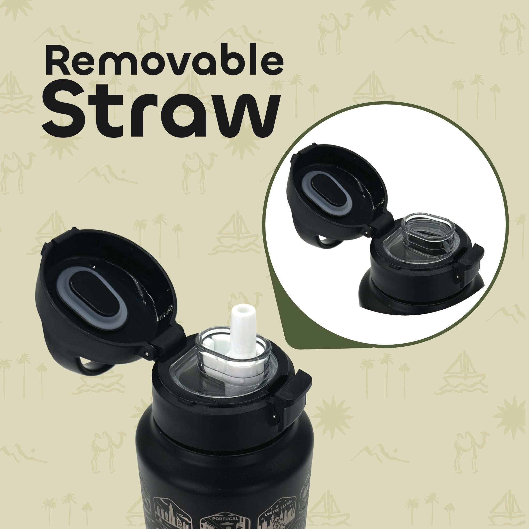 Black Travel Bottle with Stickers