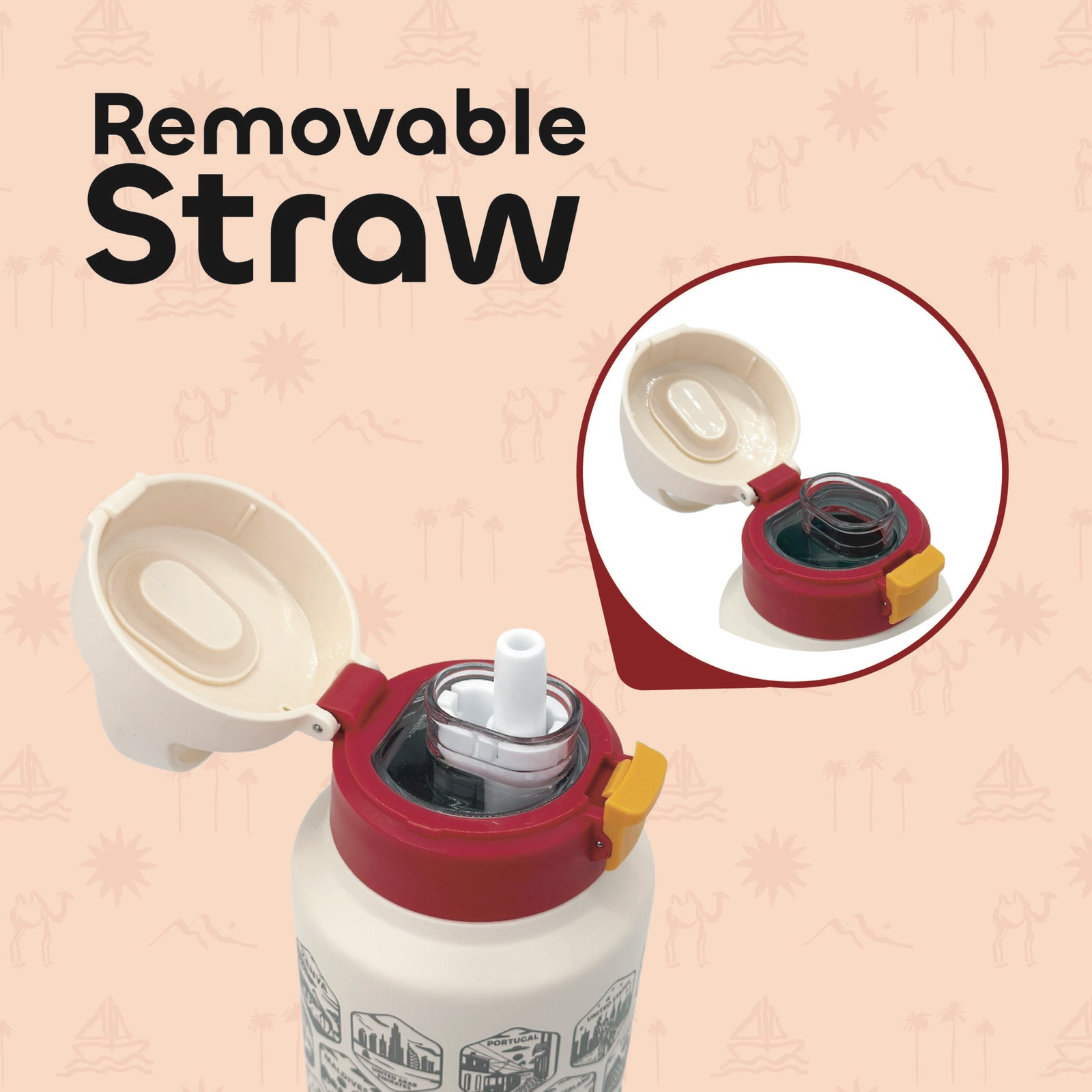 White Travel Bottle with Stickers