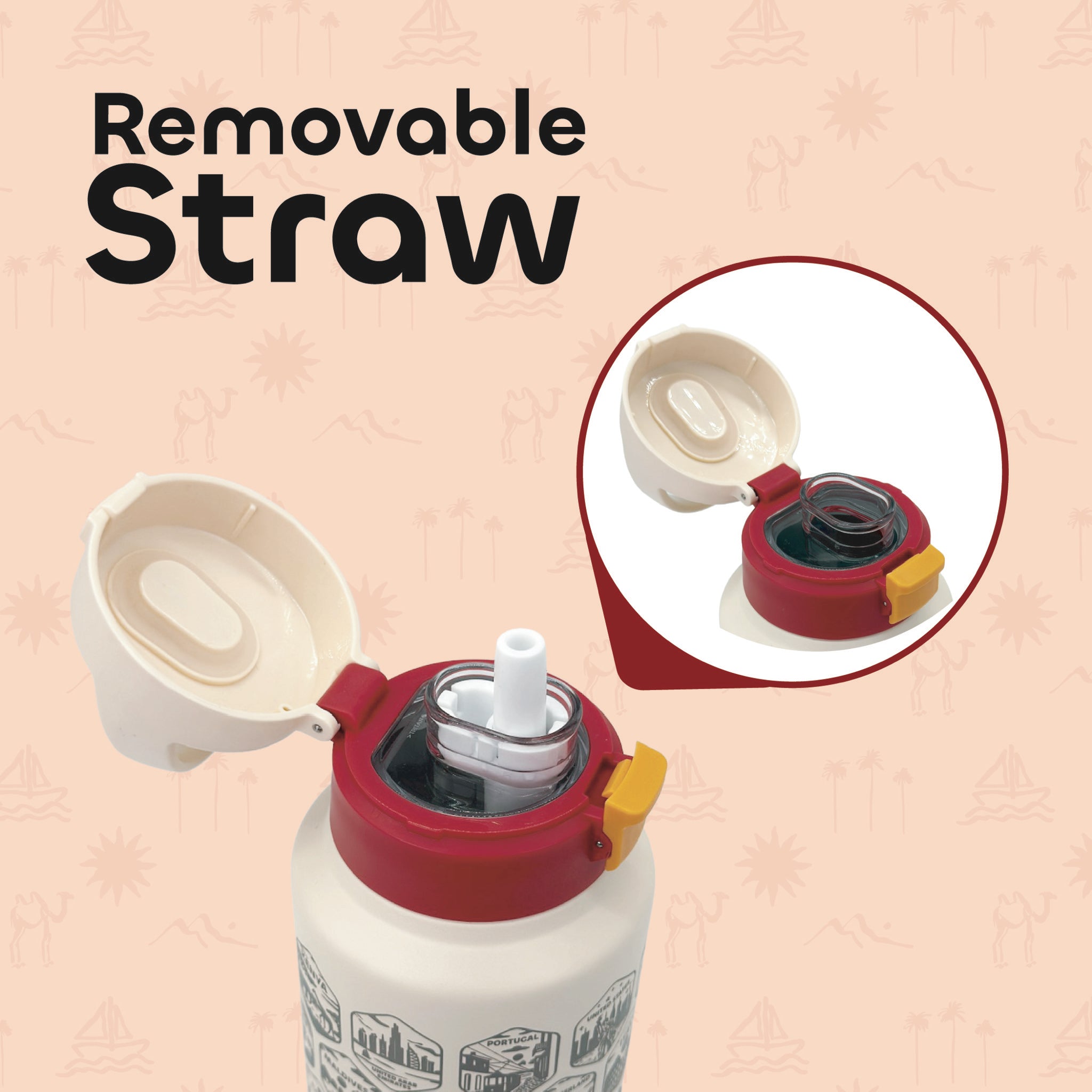 White Travel Bottle with Stickers