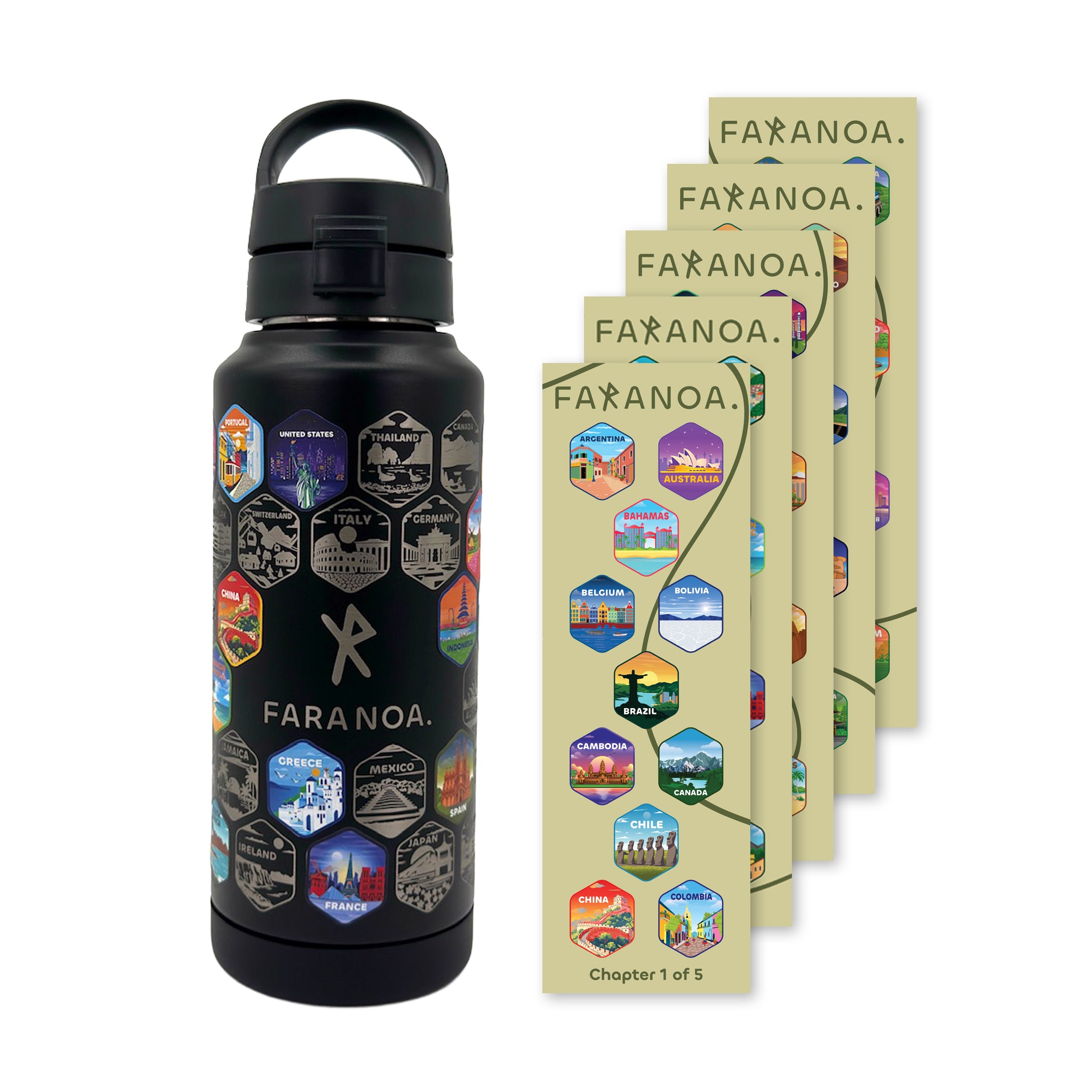 Black Travel Bottle with Stickers