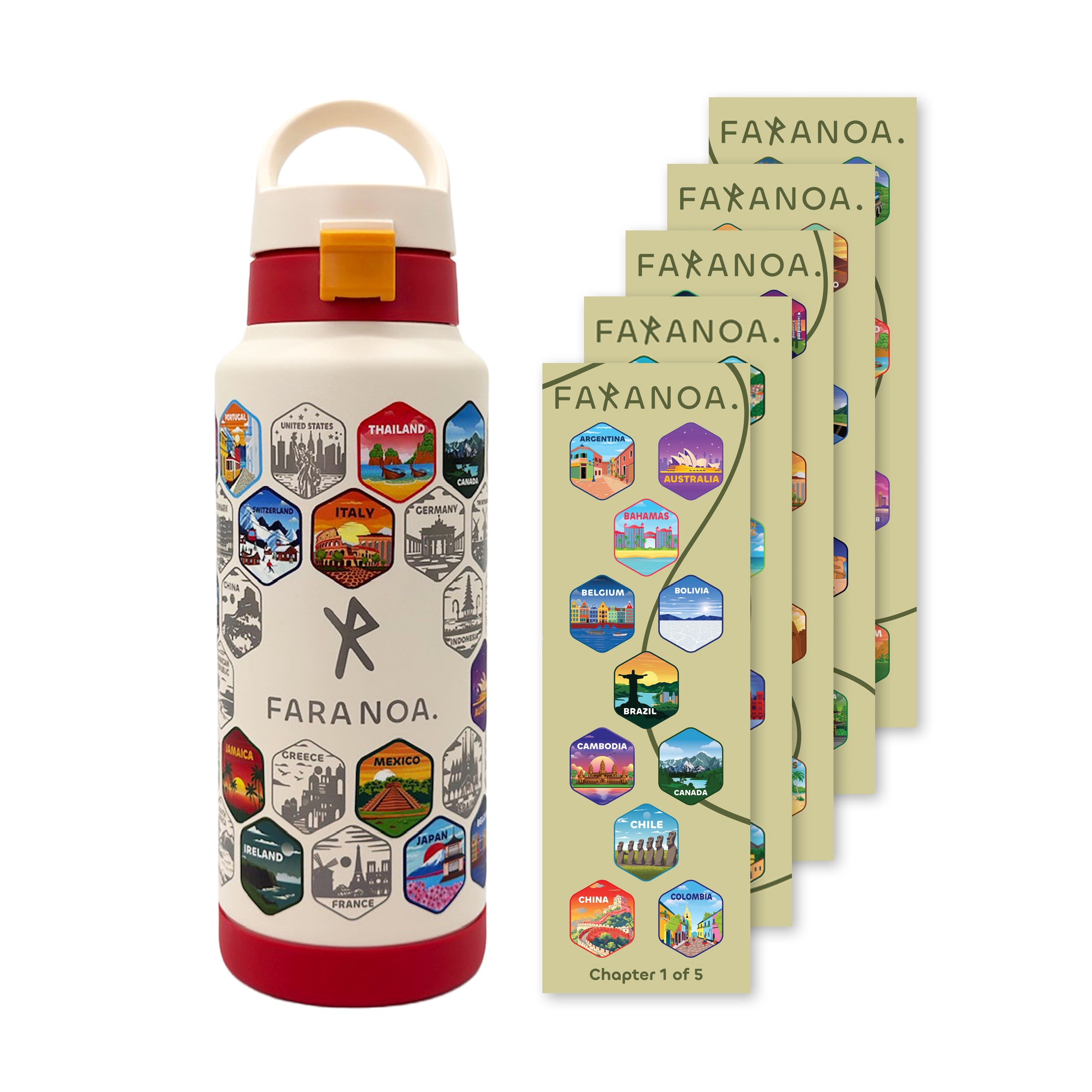 White Travel Bottle with Stickers
